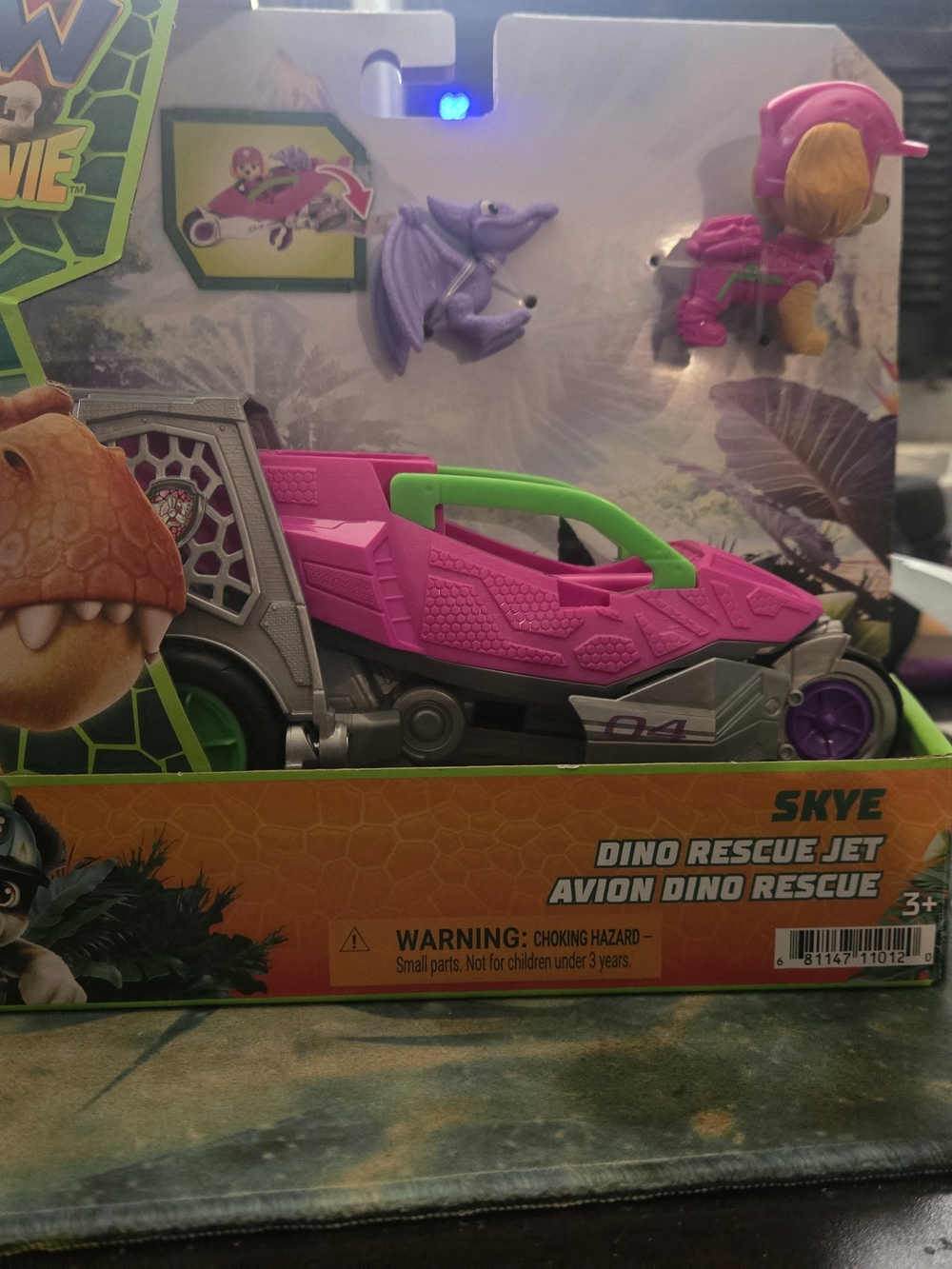 Sky Pink and Green Dino Rescue Jet Playset with Purple Pterodactyl